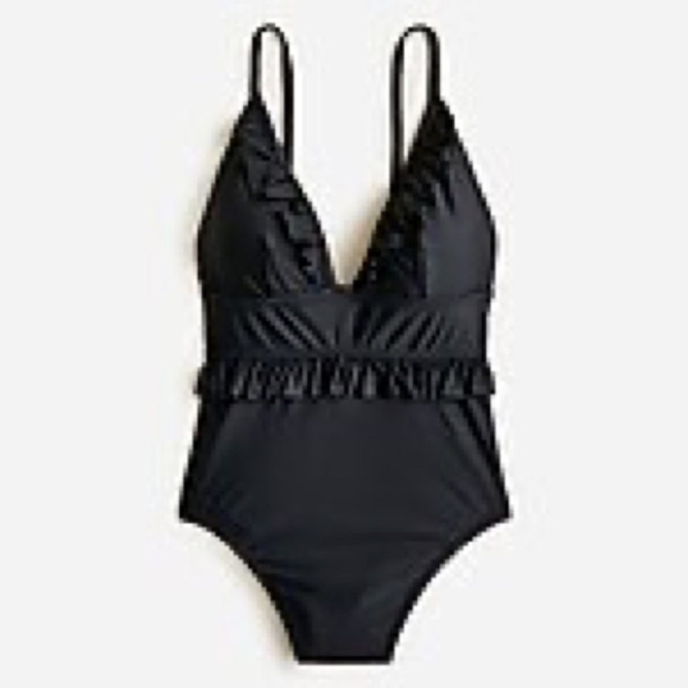 J Crew Ruffle Plunge V-neck One Piece